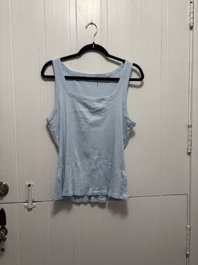 Elie Tahari Light Blue Ribbed Tank Top